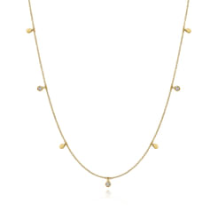 24 inch 14K Yellow Gold Diamond Teardrop Station Necklace