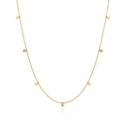 24 inch 14K Yellow Gold Diamond and Disc Station Necklace