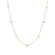 24 inch 14K Yellow Gold Diamond and Disc Station Necklace
