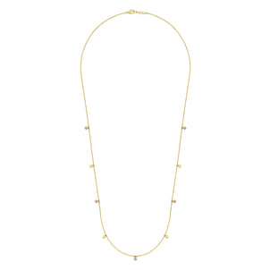 24 inch 14K Yellow Gold Diamond and Disc Station Necklace