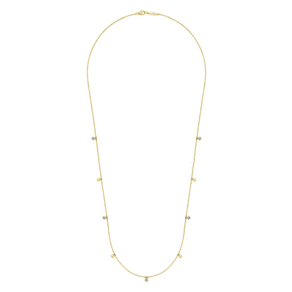 24 inch 14K Yellow Gold Diamond and Disc Station Necklace