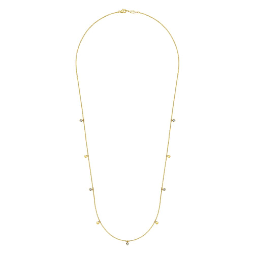 24 inch 14K Yellow Gold Diamond and Disc Station Necklace - 0.23 ct - Shot 2