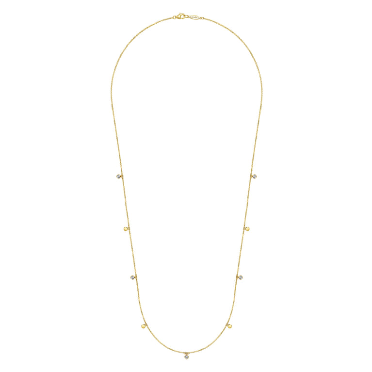 24 inch 14K Yellow Gold Diamond and Disc Station Necklace - 0.23 ct - Shot 2