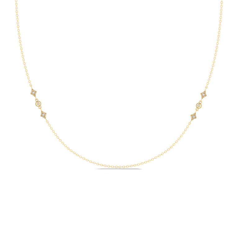 24 inch 14K Yellow Gold Geometric Shapes Diamond Station Necklace - 0.21 ct - Shot 1