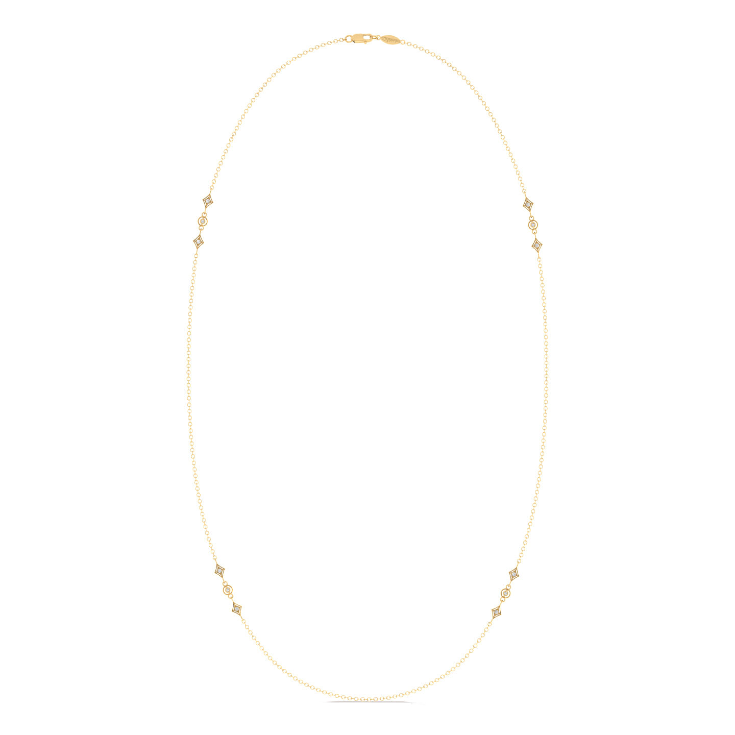 24 inch 14K Yellow Gold Geometric Shapes Diamond Station Necklace - 0.21 ct - Shot 2