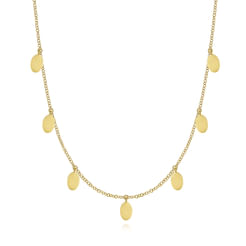24 inch 14K Yellow Gold Necklace with Oval Shape Drops