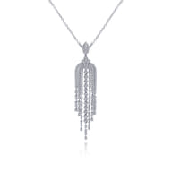 24 inch 18K White Gold Diamond Waterfall Pendant Necklace
