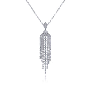 24 inch 18K White Gold Diamond Waterfall Pendant Necklace