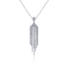 24 inch 18K White Gold Diamond Waterfall Pendant Necklace - 2.99 ct