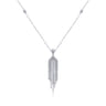 24 inch 18K White Gold Diamond Waterfall Pendant Necklace - 2.99 ct