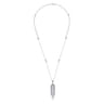 24 inch 18K White Gold Diamond Waterfall Pendant Necklace - 2.99 ct