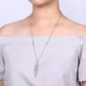 24 inch 18K White Gold Diamond Waterfall Pendant Necklace - 2.99 ct