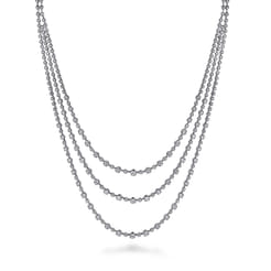 24 inch 18K White Gold Three row Diamond Necklace