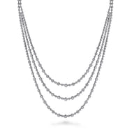 24 inch 18K White Gold Three row Diamond Necklace
