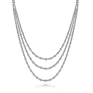 24 inch 18K White Gold Three row Diamond Necklace