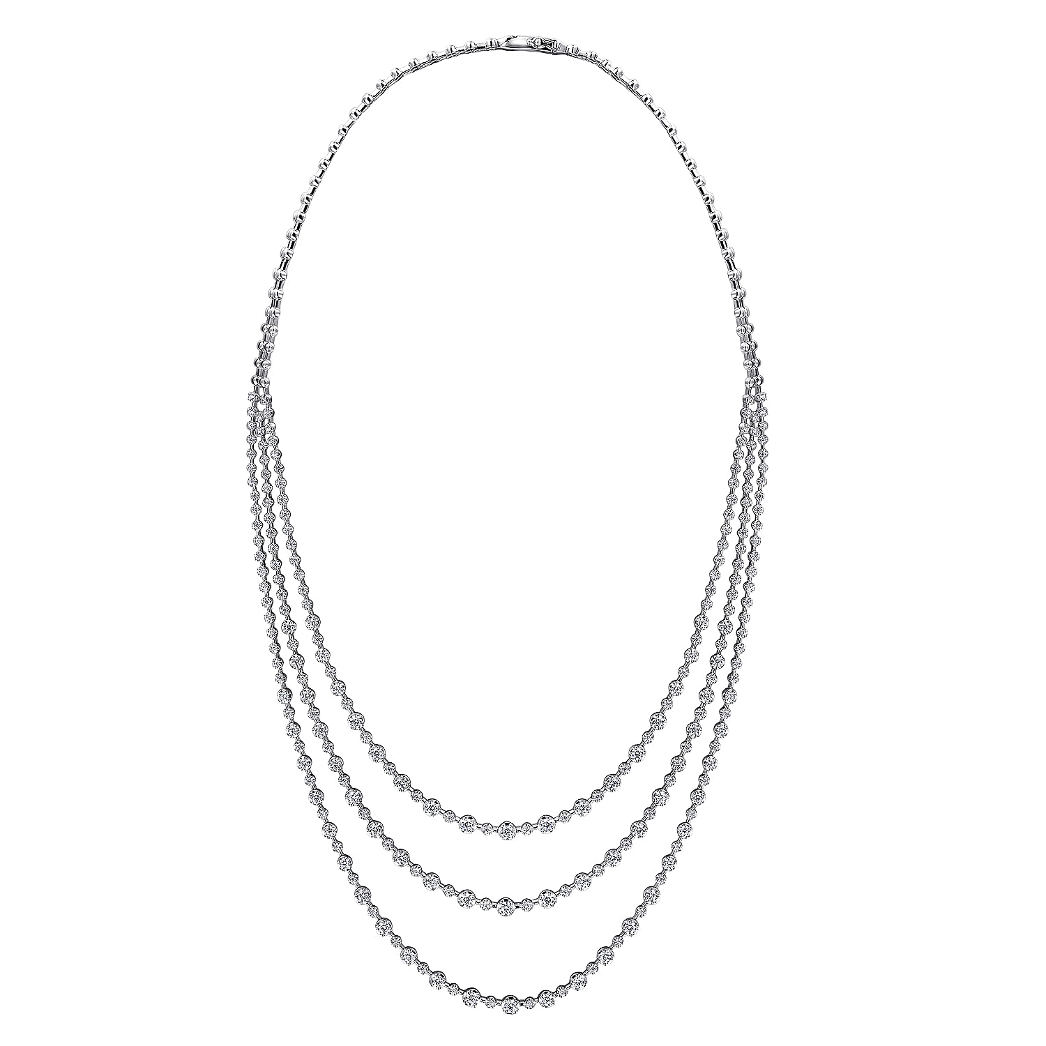 24 inch 18K White Gold Three row Diamond Necklace
