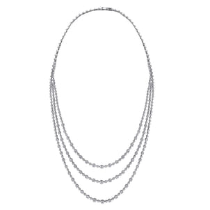 24 inch 18K White Gold Three row Diamond Necklace