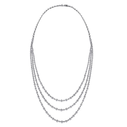 24 inch 18K White Gold Three row Diamond Necklace