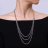 24 inch 18K White Gold Three row Diamond Necklace - 10 ct