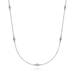 24 inch 925 Sterling Silver Beaded Necklace