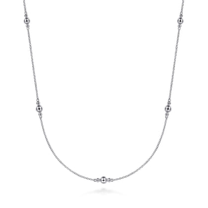 24 inch 925 Sterling Silver Beaded Necklace