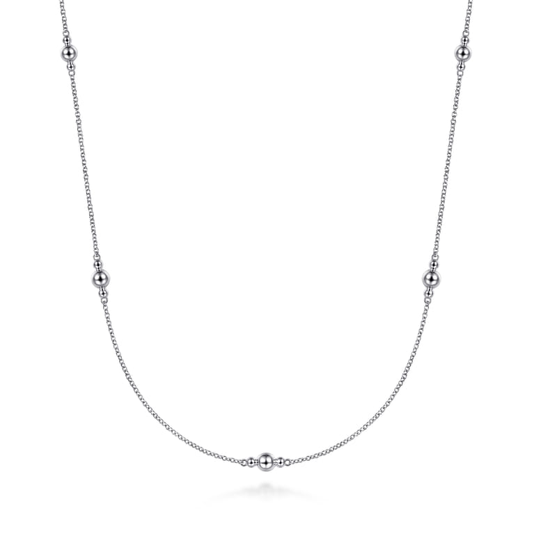 24 inch 925 Sterling Silver Beaded Necklace - Shot 1