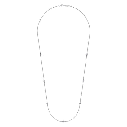 24 inch 925 Sterling Silver Beaded Necklace