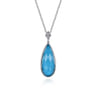 24 inch 925 Sterling Silver Faceted Rock Crystal  Turquoise Doublet Bujukan Teardrop Necklace