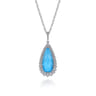24 inch Sterling Silver Faceted Rock Crystal Turquoise Bujukan Teardrop Necklace
