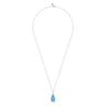 24 inch Sterling Silver Faceted Rock Crystal Turquoise Bujukan Teardrop Necklace