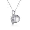 24 inch Vintage Inspired 14K White Gold Filigree Diamond Locket Necklace - 0.5 ct