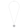 24 inch Vintage Inspired 14K White Gold Heart Shaped Filigree Diamond Locket Necklace - 1.15 ct
