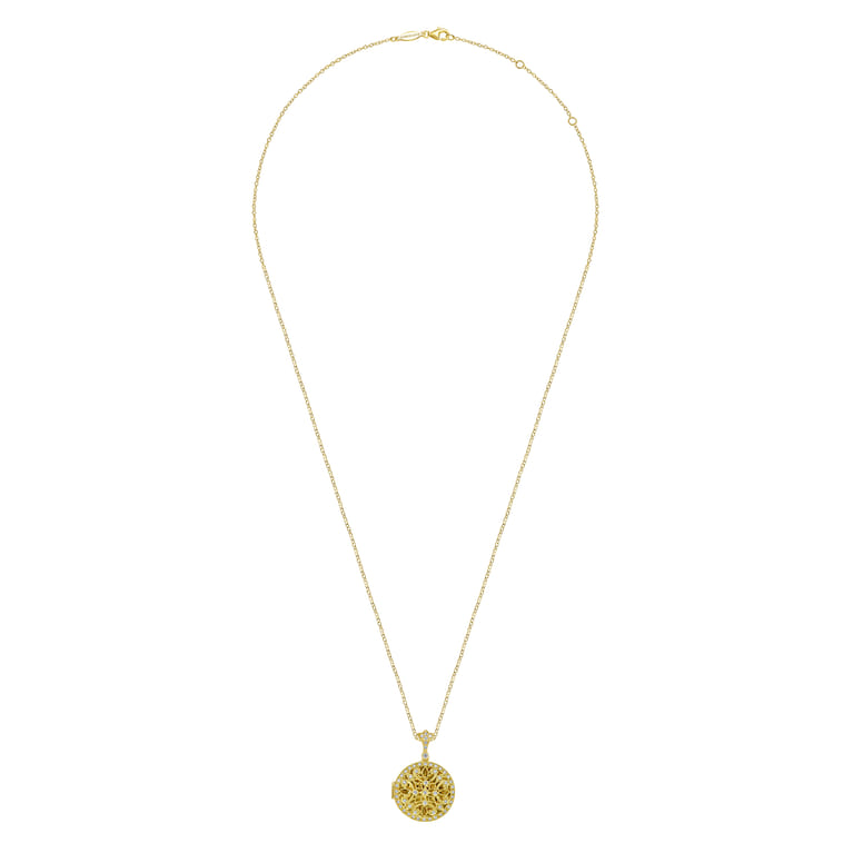 24 inch Vintage Inspired 14K Yellow Gold Filigree Diamond Locket Necklace - 0.5 ct - Shot 4