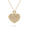 24 inch Vintage Inspired 14K Yellow Gold Heart Shaped Filigree Diamond Locket Necklace - 1.15 ct