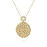 24 inch Vintage Inspired 14K Yellow Gold Round Filigree Diamond Locket Necklace - 0.75 ct