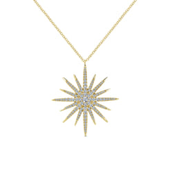 25 Inch 14K Yellow Gold Starburst Pendant Necklace