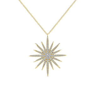 25 Inch 14K Yellow Gold Starburst Pendant Necklace