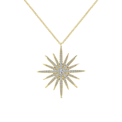 25 Inch 14K Yellow Gold Starburst Pendant Necklace
