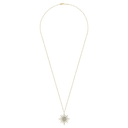 25 Inch 14K Yellow Gold Starburst Pendant Necklace