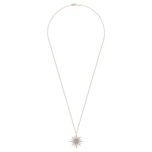 25 inch 14K Rose Gold Diamond Starburst Necklace - 0.8 ct - Shot 2