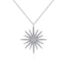 25 inch 14K White Gold Diamond Pave Starburst Pendant Necklace - 0.8 ct