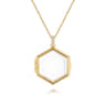 25 inch 14K Yellow Gold Hexagonal Glass Front Locket Necklace - 0.07 ct