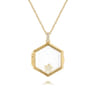 25 inch 14K Yellow Gold Hexagonal Glass Front Locket Necklace - 0.07 ct