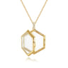 25 inch 14K Yellow Gold Hexagonal Glass Front Locket Necklace - 0.07 ct