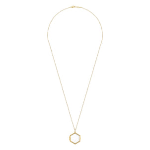 25 inch 14K Yellow Gold Hexagonal Glass Front Locket Necklace