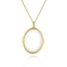 25 inch 14K Yellow Gold Oval Glass Front Locket Necklace - 0.07 ct