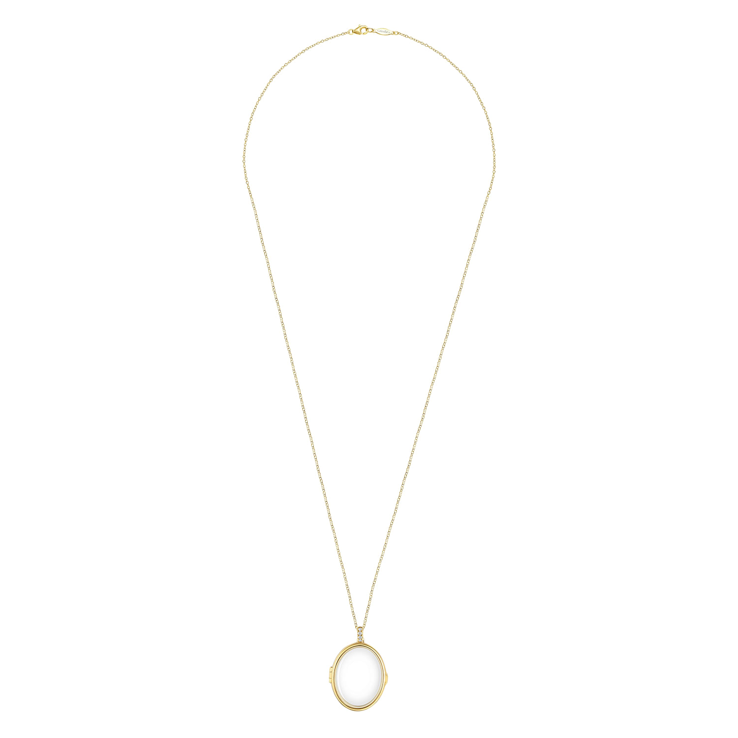 25 inch 14K Yellow Gold Oval Glass Front Locket Necklace - 0.07 ct - Shot 4
