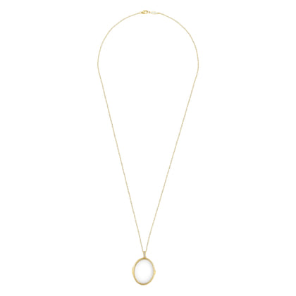 25 inch 14K Yellow Gold Oval Glass Front Locket Necklace