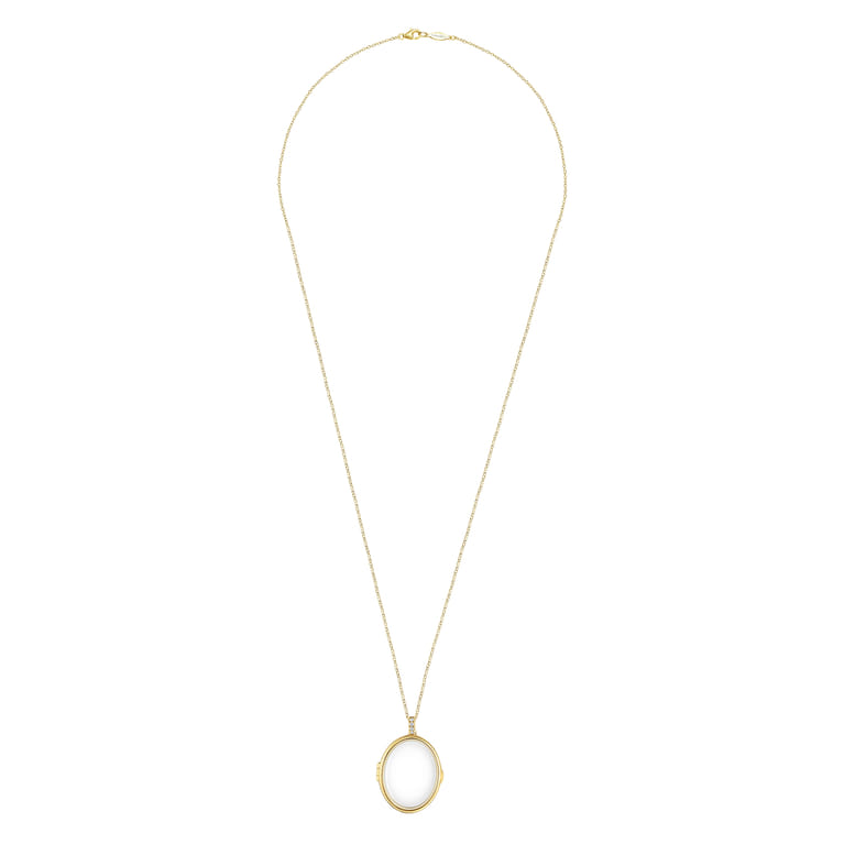 25 inch 14K Yellow Gold Oval Glass Front Locket Necklace - 0.07 ct - Shot 4