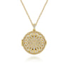 25 inch 14K Yellow Gold Round Filigree and Diamond Locket Necklace - 1.05 ct